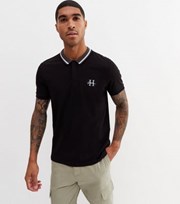 New Look Black Embroidered Logo Polo Shirt